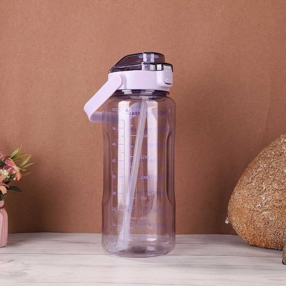 Transparent Water Bottle with Measurement Scale and Secure Lid2000