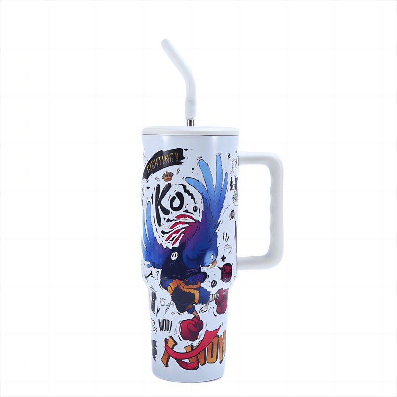 Cartoon Style Cup with Lid and Straw – Fun Design